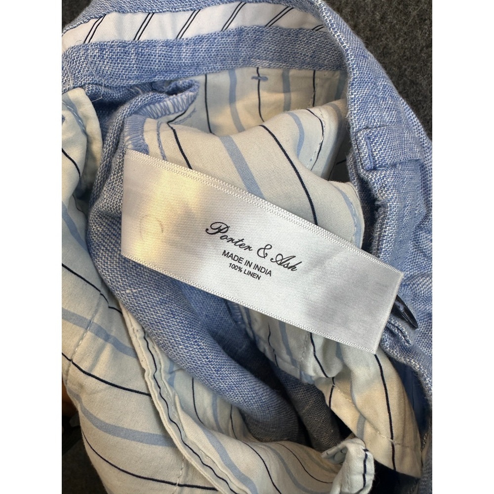 Porter & Ash 100% Linen Heather Blue 9" Inseam Shorts Men's Size 29 Casual Beach - Picture 7 of 16